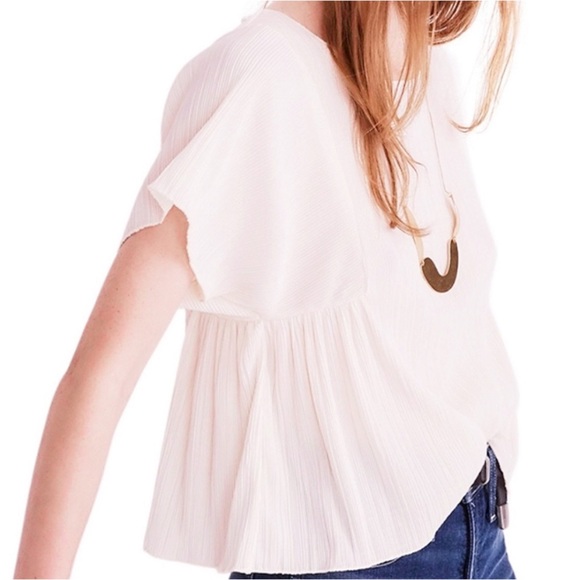 Madewell Tops - Madewell Texture & Thread Pleated Ivory Blouse